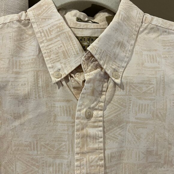 Men's Natural Issue Short Sleeve Patterned Cotton Shirt, Size Large Tall - Picture 4 of 10